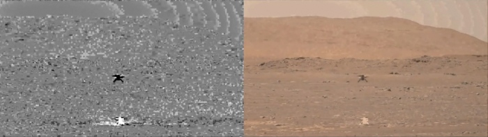 增强视频展示Ingenuity直升机在火星地表飞行期间扬起的灰尘